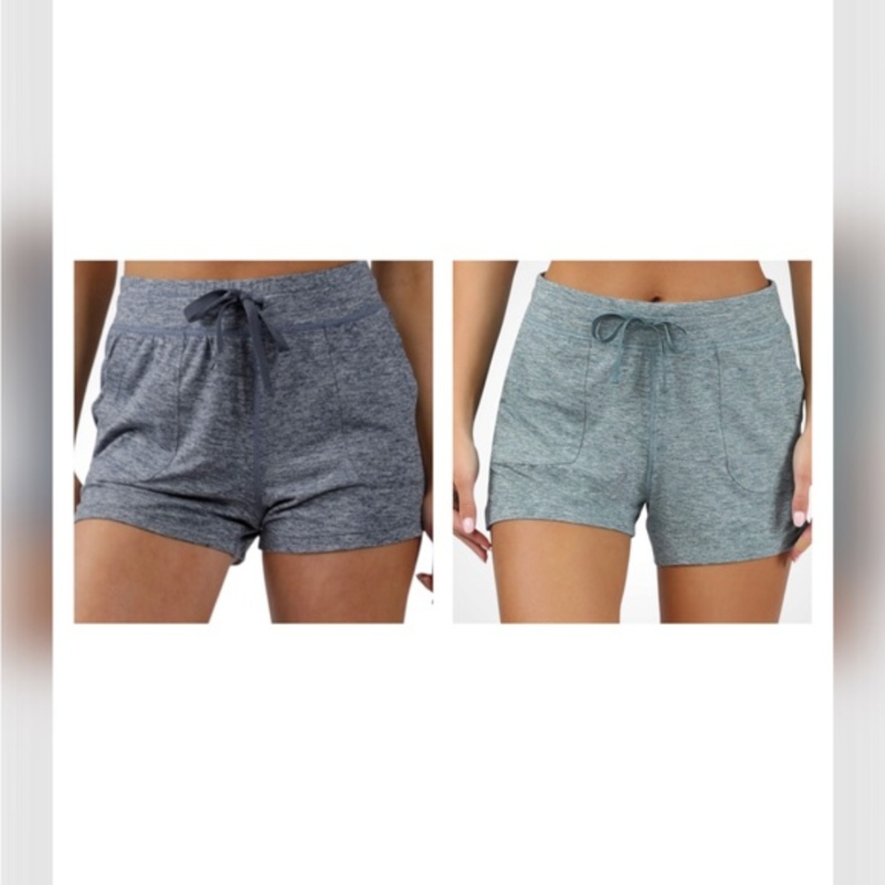 2 Pair 90 Degree By Reflex Athletic Shorts Elastic Waist Relaxed Fit Pockets 1X